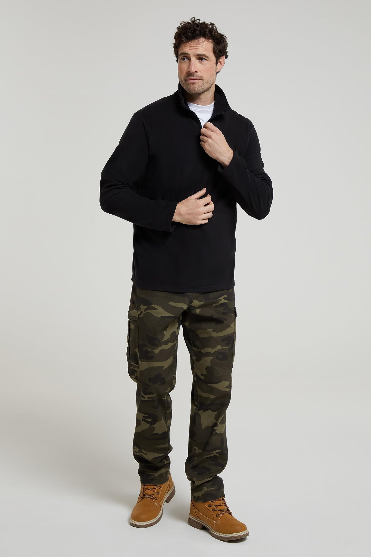 Mountain Warehouse Camber II Mens Half-Zip Fleece - Lightweight & Quick Dry Microfleece - Autumn, Winter, Outdoors Black L