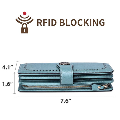SENDEFN Wallets for Women Leather Credit Card Holder with RFID Blocking Large Capacity Wristlet