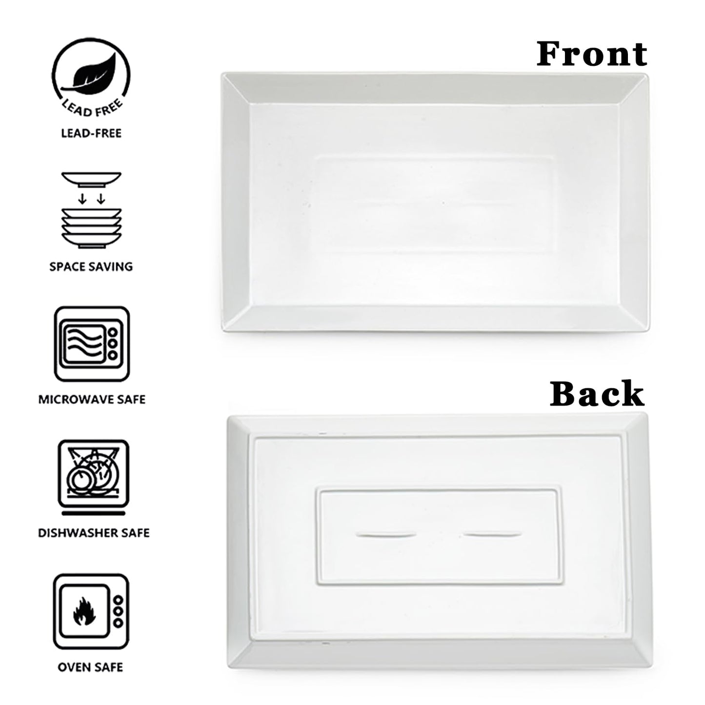 MIECOO Large Serving Platter, 18.5" x 11.5" White Serving Tray, Rectangular Porcelain Plate for Party, Wedding, Birthday, Entertaining, Food, Appetizer, Fruit, Sushi, Dessert