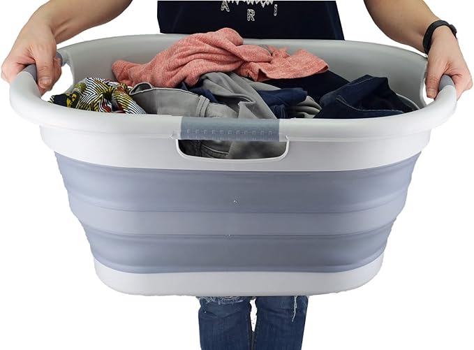 SAMMART 40L Collapsible Plastic Laundry Basket