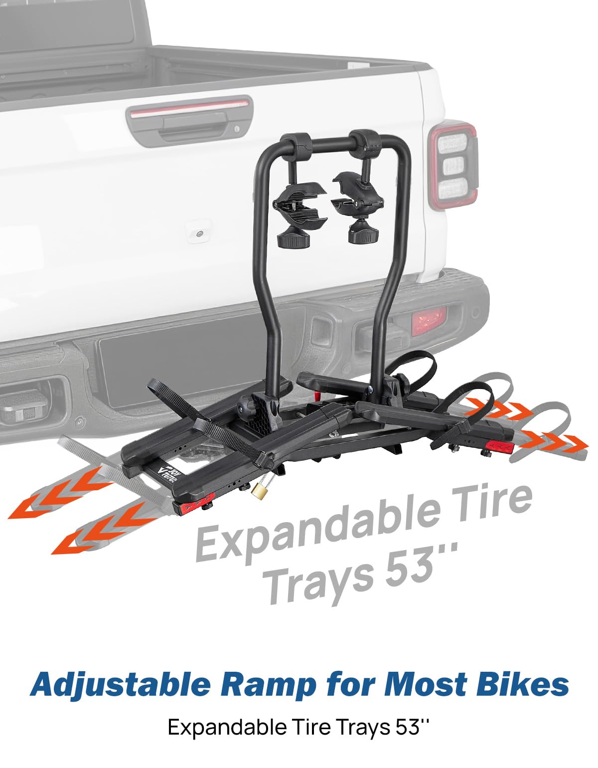 JOYTUTUS Compact & Lightweight 2-Bike Hitch Bike Rack, 150 LBS Capacity for Car SUV Truck with 1¼/2” Receiver, Easy Install Tilting Folding Anti-Wobble Bike Carrier, Fits Most Wheelbases (Max 53'')