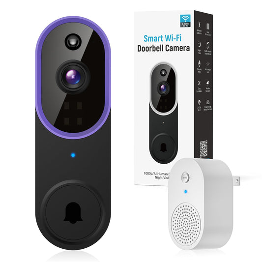 1080p Video Doorbell Camera Wireless with Chime, AI Human Detection, 2-Way Audio, FHD Live View, 2.4G WiFi, Night Vision, Cloud Storage, Battery Powered, Indoor Outdoor Surveillance (Purple)