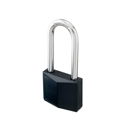 ROOKMAD 4-Pack Keyed Alike Locks, Black Covered Brass Keyed Padlock with Stainless Steel Long Shackle, 1-9/16 Inch Lock Body, Rustproof Locks for Gate Fence Hasp Cabinet Toolbox Gym or School Locker