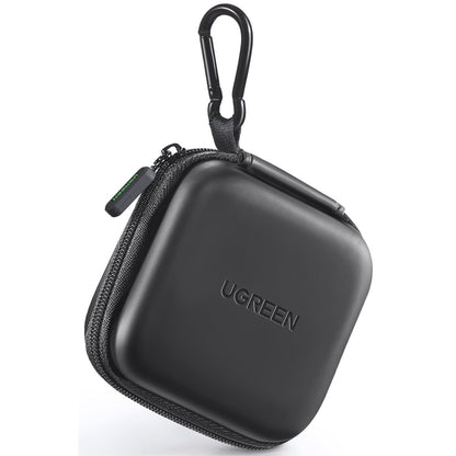 UGREEN Earbud Case, Waterproof Earphone Case Pouch Compatible with AirPods Pro Headphone Case Holder with Stainless Steel Carabiner, for Headphones, Earbuds, SD Memory Card, Camera Chips, Black