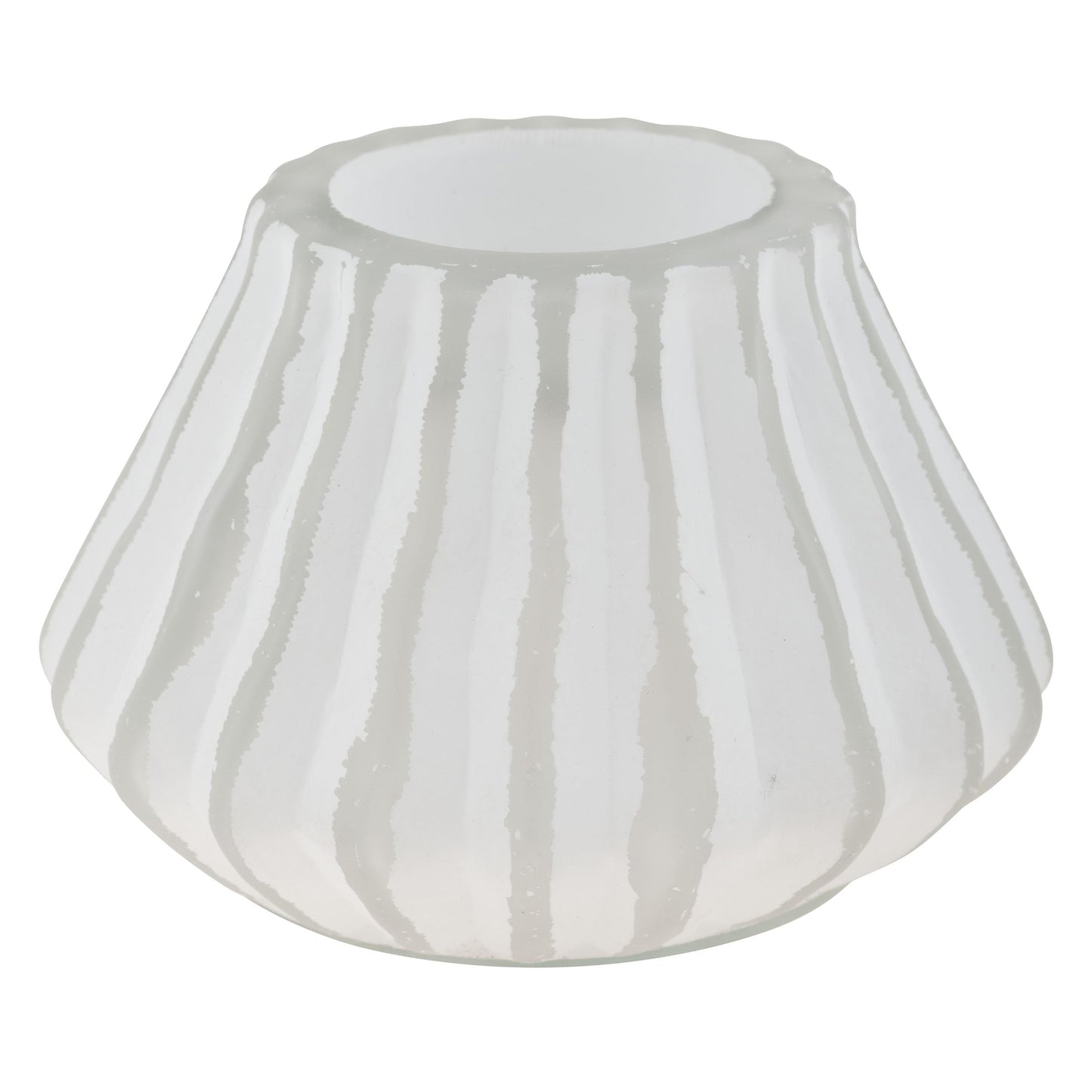 Karma, Boho Fluted Pyramid Tealight, Votive Candle Holder, Glass Votive Candle Holders for Table Decorations, Beach Party and Coastal Home Decor, White