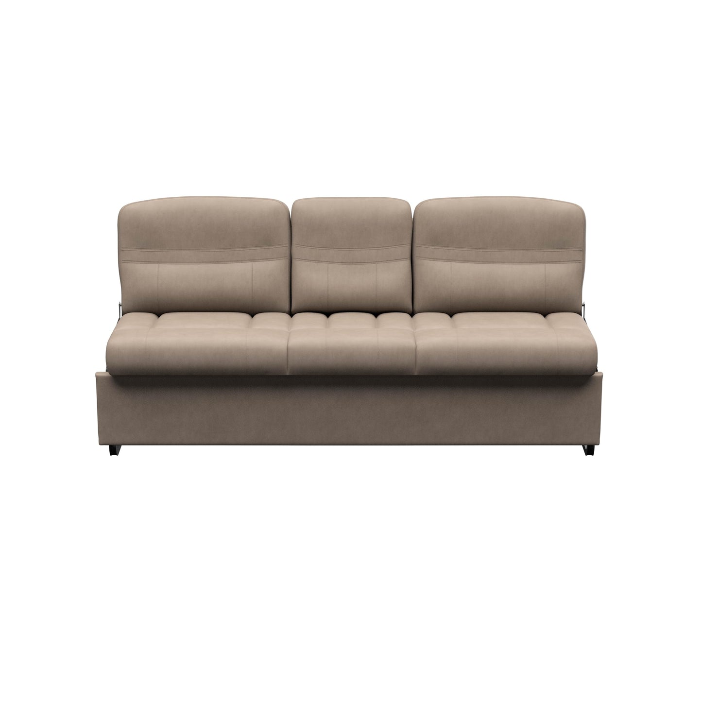 Thomas Payne Signature 72" Driftwood RV Jackknife Sleeper Sofa with Matching Kickboard, Easy Transition, High-Density Foam Cushioning, Fold-Down Center, Dual Cupholders - 2024044413