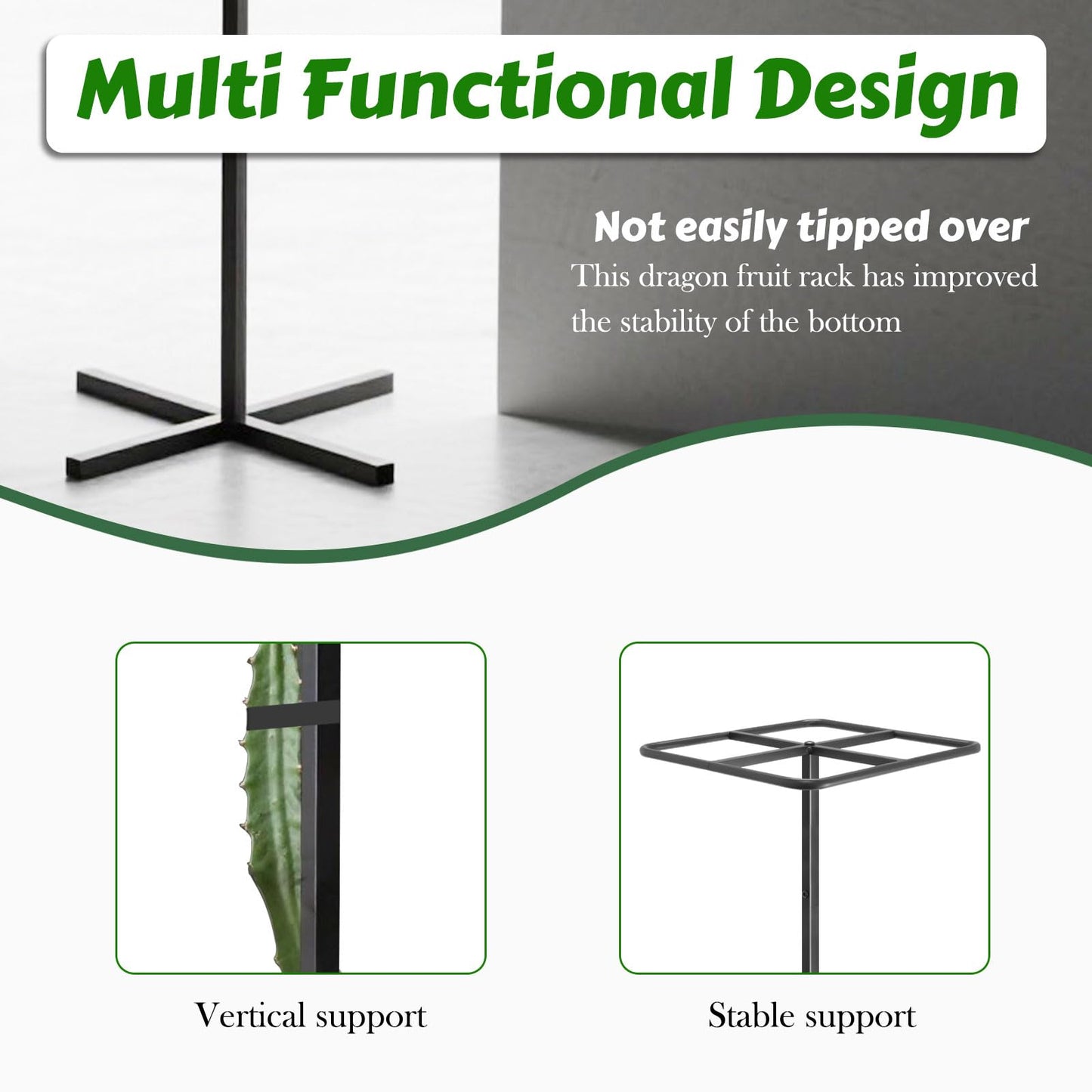 Gavinjitao Metal Dragon Fruit Trellis，Adjustable Dragon Fruit Plant Trellis for Vertical Gardening and Climbing Plants Trees Cactus Garden Outdoor Indoor Potted Support （Black）