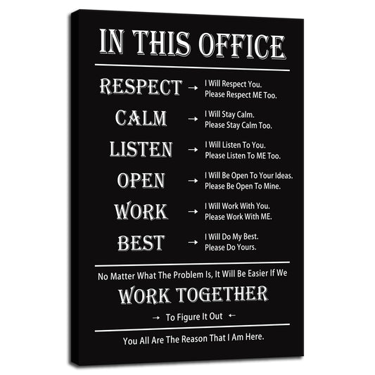 Motivational Canvas Wall Art for Office Wall Decor Inspirational Teamwork Theme Painting Posters In This Office Canvas Prints Artwork Framed Wall Art for Bedroom Modern Company Decor[12''W x 18''H]