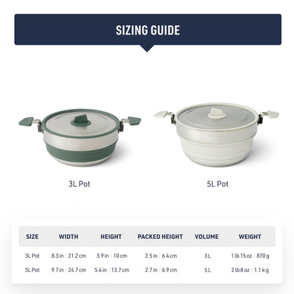Sea to Summit Detour Stainless Steel Collapsible Pot, 5 Liters