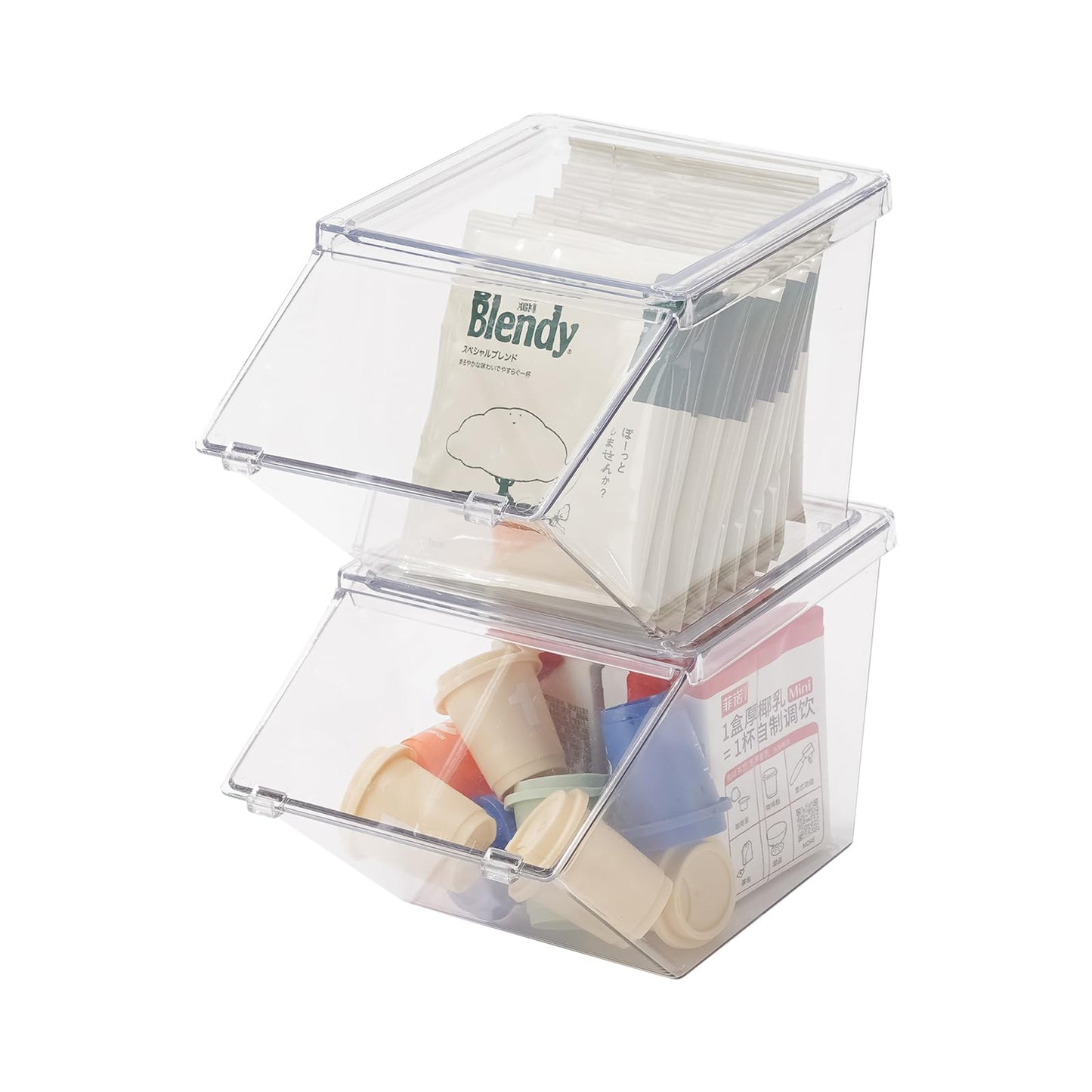LLGWGL Stackable Tea-Bag Holder Organizer - Box Storage Organizer, Clear Coffee and Tea Organizer for Counter Tops, Kitchen Cabinets, Pantry, 2 Pack