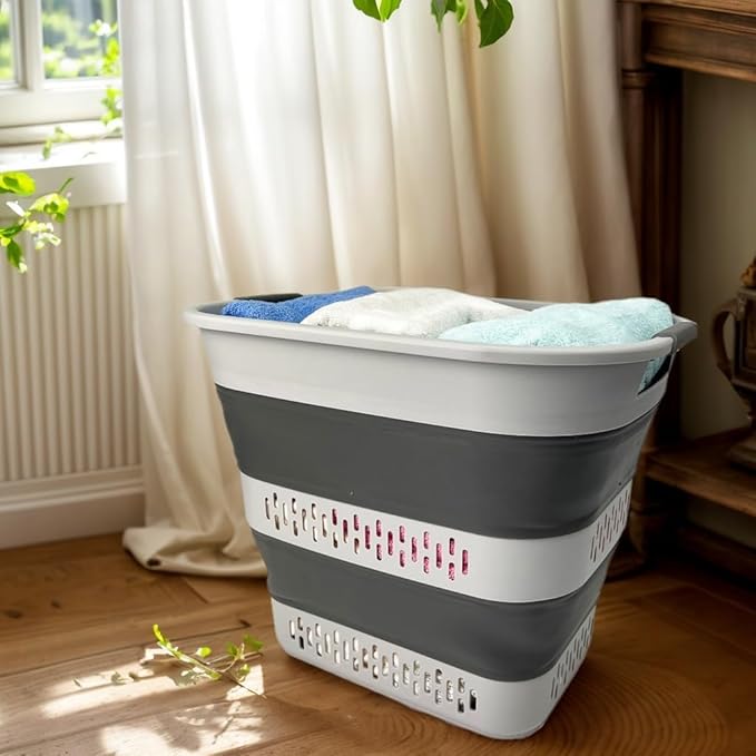 SAMMART 40L Collapsible Plastic Laundry Basket
