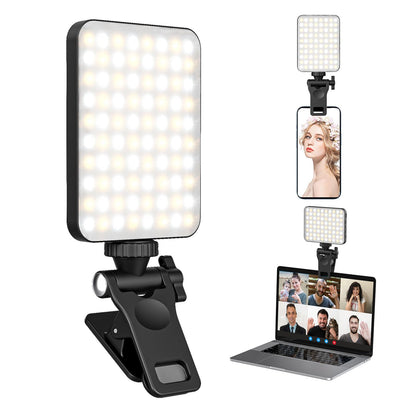 XINBAOHONG LED Video Light, Mini Selfie Light Rechargeable Clip-on Ring Light for Phone Laptop Tablet and Computer Dimmable Fill Lamp for Conference Zoom Call Photography Makeup Picture
