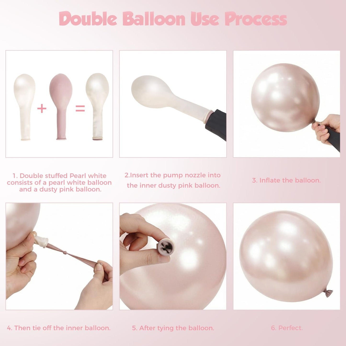 PTGOLUO Boho Dusty Pink Balloon Arch Garland Kit 153pcs, Double Stuffed White Pearl Balloon Blush Neutral Pink Balloons Arch Kit for Birthday Wedding Bridal Baby Shower Gender Reveal Party Decoration