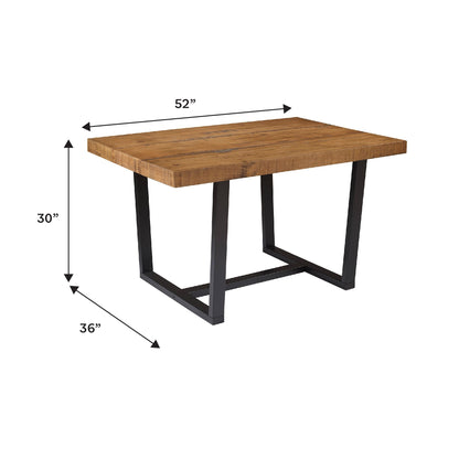 Walker Edison Durango Distressed Solid Wood Dining Table, 52 Inch, Rustic Oak