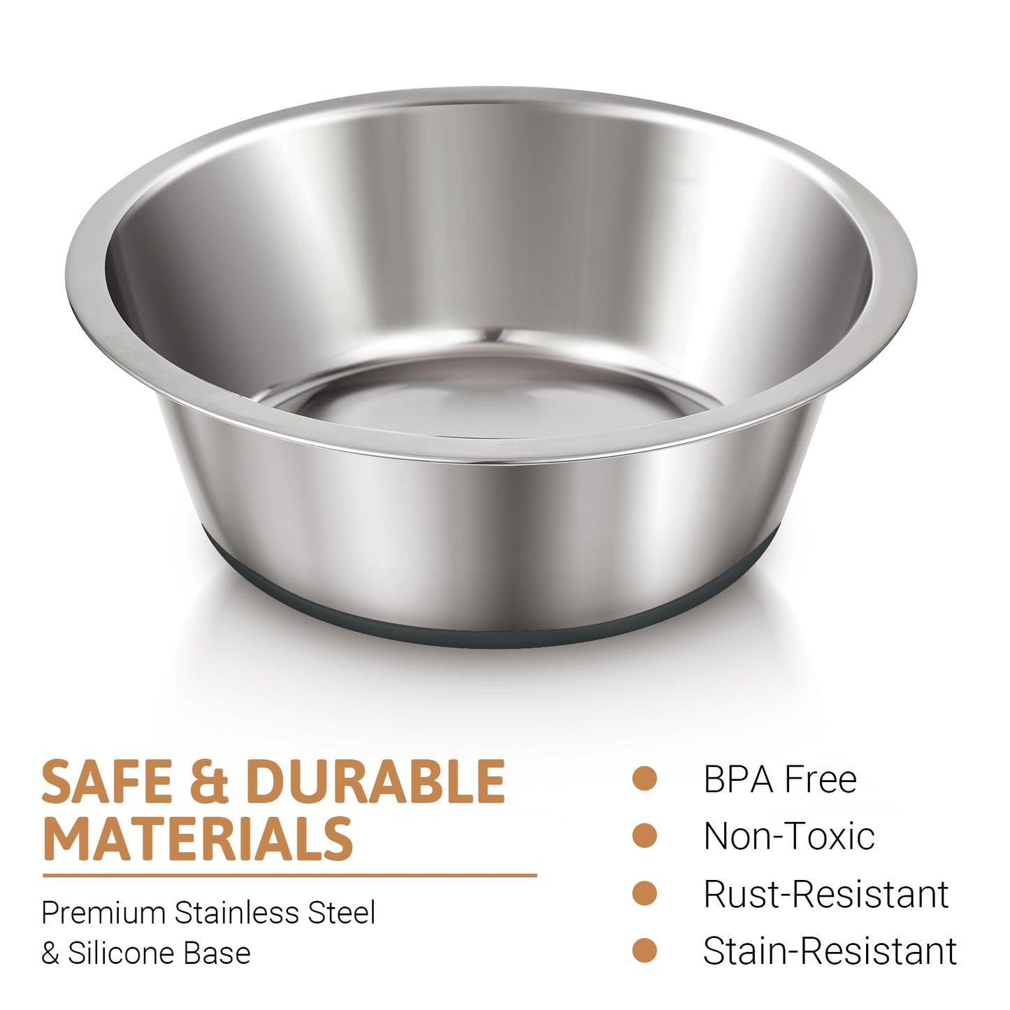 PEGGY11 Stainless Steel Dog Bowls, Nonslip, Food Grade, Dishwasher Safe, Easy to Clean - 1.44L, 2 Pack