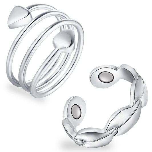 Feraco Magnetic Therapy Copper Ring for Women,99.99% Pure Copper Lymphatic Drainage Rings with Powerful 3500 Gauss Neodymium Magnets,Gifts for Women,Adjustable Length,2Pcs