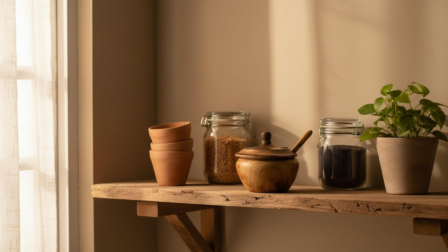 Decorative Rustic Wooden Sugar Bowl & Spoon With Lid Wide Mouth Candy Treat Jar Spice Jar Holder Condiment Nuts Serving Bowl Pot Salt Spice Herb Loose Leaf Tea Storage Container Novelty Home & Kitchen