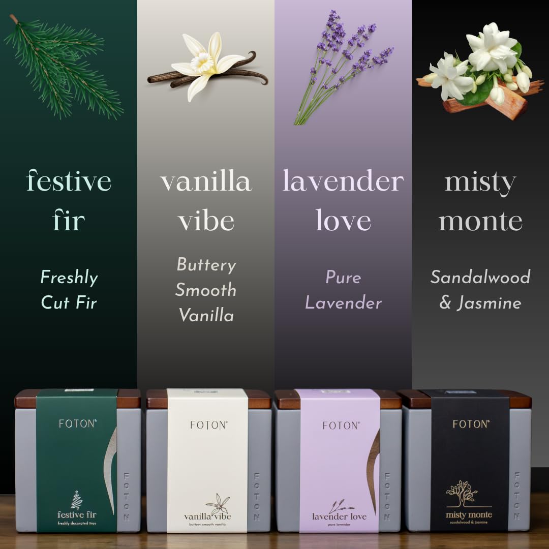 Foton Pearled Candle Le Cube Concrete Vase Set 16 Oz - Festive Fir Scented - Refillable Jar Scented Candle Sand with 15 Wicks - Natural Non-Toxic Decorative Candles for Home