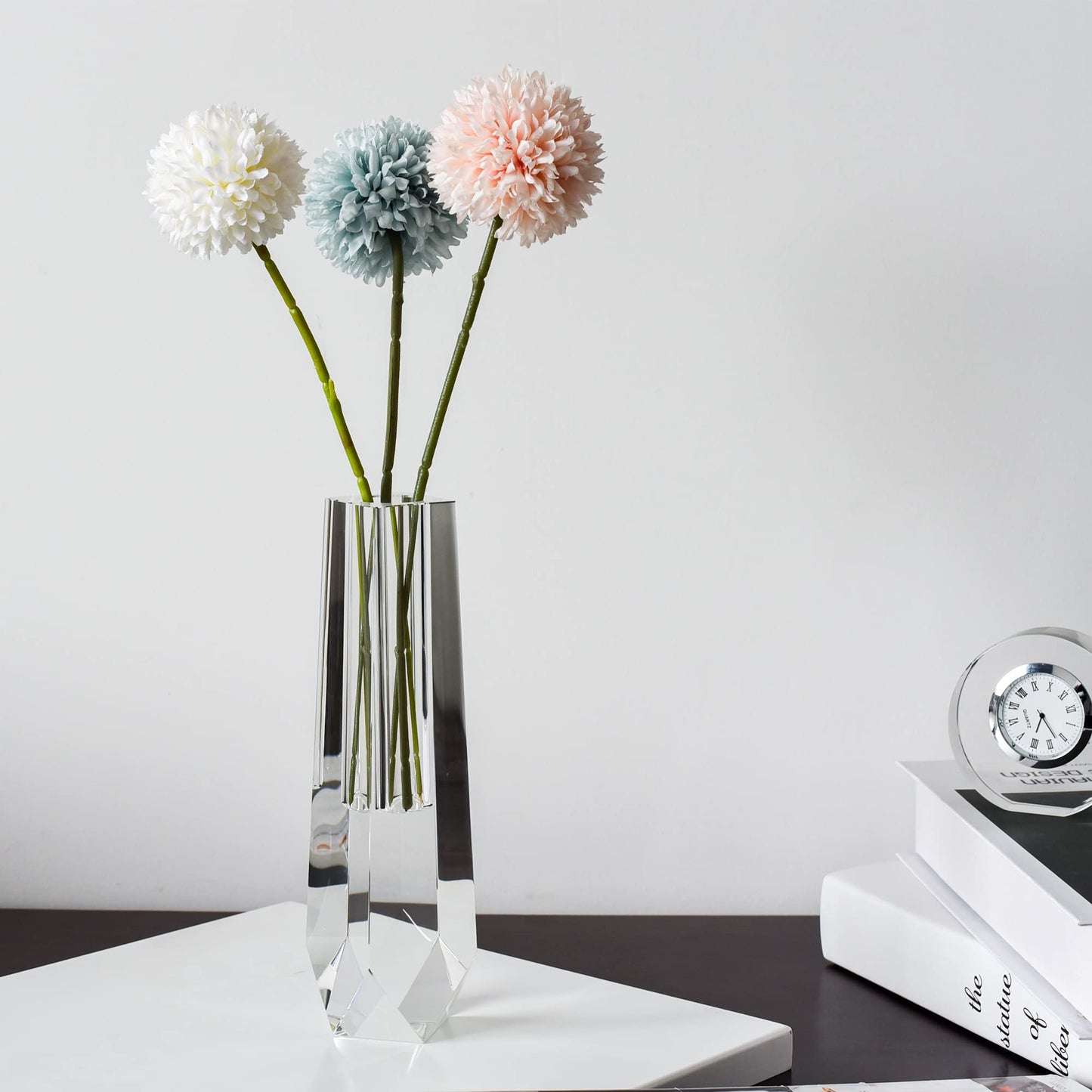 kitCom Series Crystal Vase, Flower Vase, Suitable for Home Decor, Wedding or Gift - 8.3 Inch Luxury Crystal Flower Vase