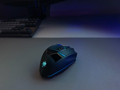 MOJO Silent Dual Mode Wireless Rechargeable Gaming Mouse - Ultra Fast Tournament Level Performance Mouse for PC Gaming w/Adjustable DPI (1000-4800), Custom Software, Macros, and More