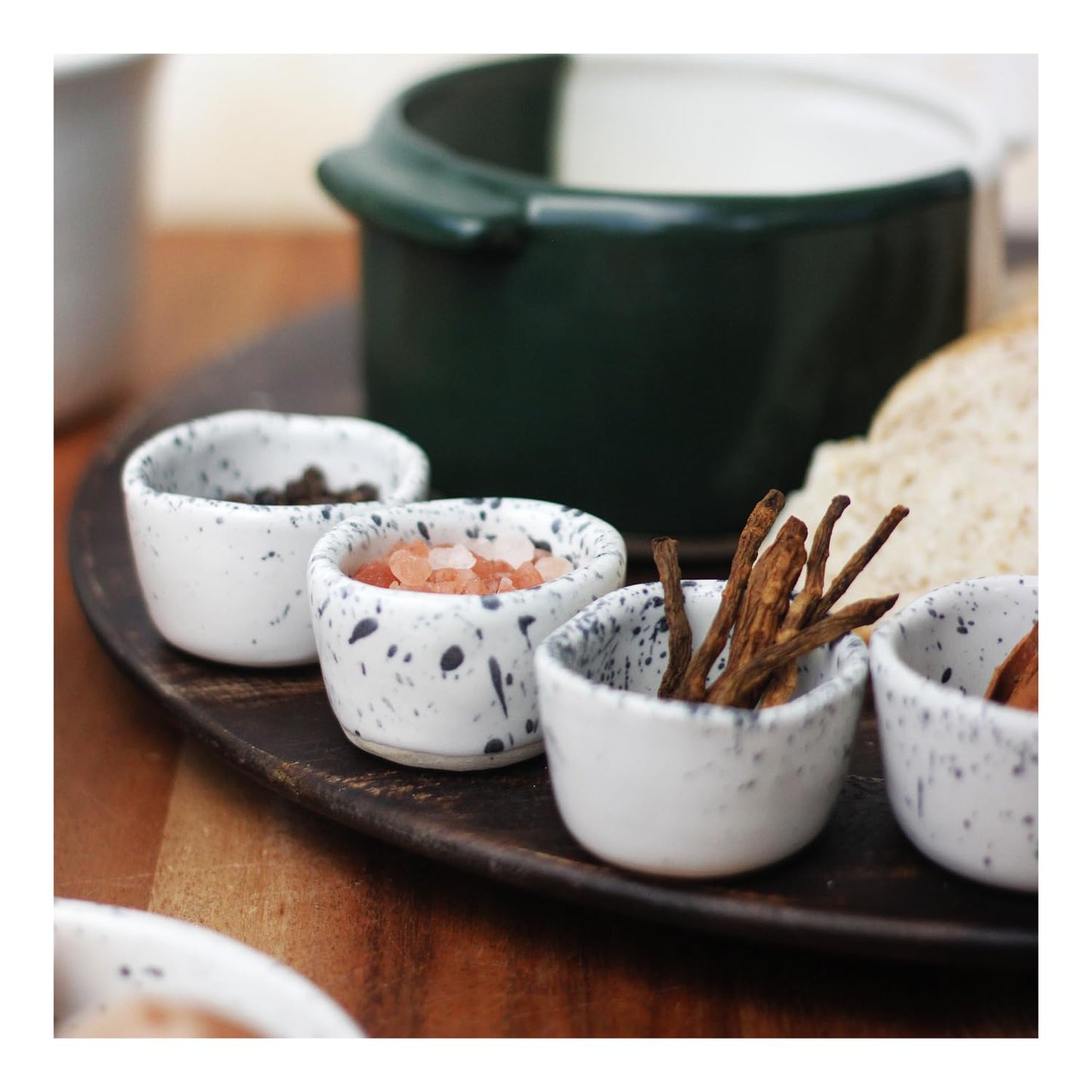 roro Ceramic Stoneware Mini Pinch Bowls Set of 6, Hand-Molded Artisanal Glossy Speckled White, Salt Pepper Spices and Seasoning - Cute and Elegant Kitchen Addition