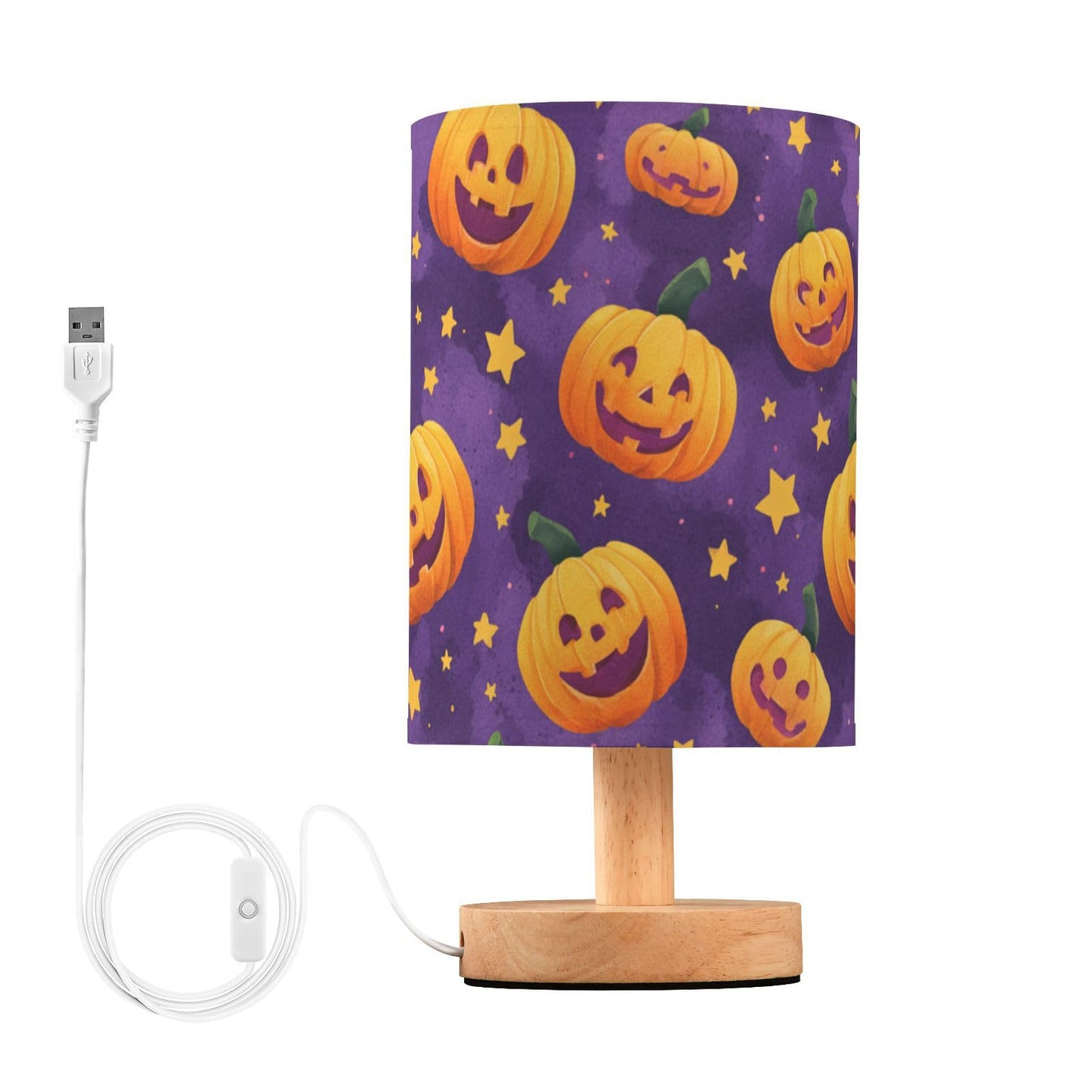 Dussdil Halloween Evil Pumpkins Table Lamp Bedroom Bedside Night Reading Desk Lamps Cylinder Nightstand Sleeping Light Lamp for Kids Living Room Office Decor