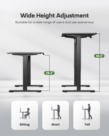Marsail Standing Desk Adjustable Height Stand up Home Office Desk,‎ 48x24 Inch Electric Standing Computer Desk, with 4 Memory Presets, Headphone Hook, Cable Organizer, Black