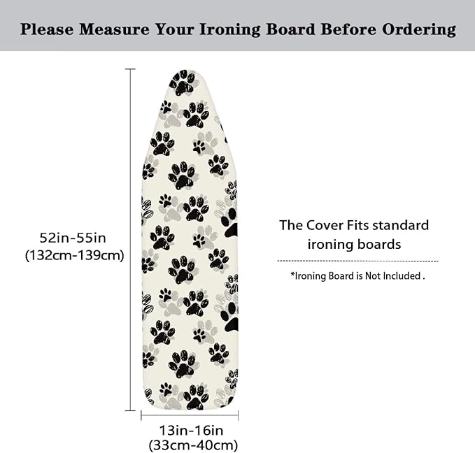Pet Paw Ironing Board Cover and Pad Standard Size Padding Decorative Cover