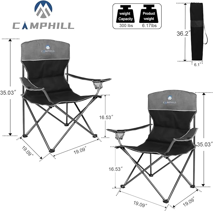 Camping Chair Set of 3, Outdoor Folding Camping Chairs