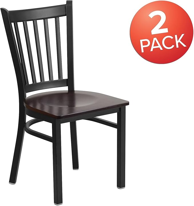 Flash Furniture 2 Pack HERCULES Series Black Vertical Back Metal Restaurant