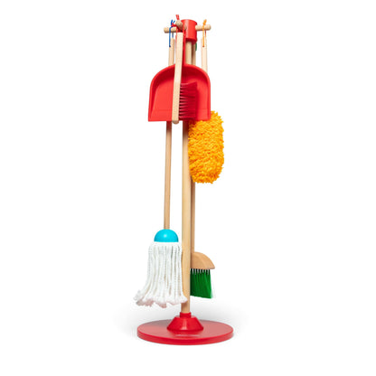 Melissa & Doug Dust Sweep Mop 6-Piece Pretend Play Set, Toddler Toy Cleaning, Pretend Play Home Cleaning, Kids Broom and Mop Set for Ages 3+