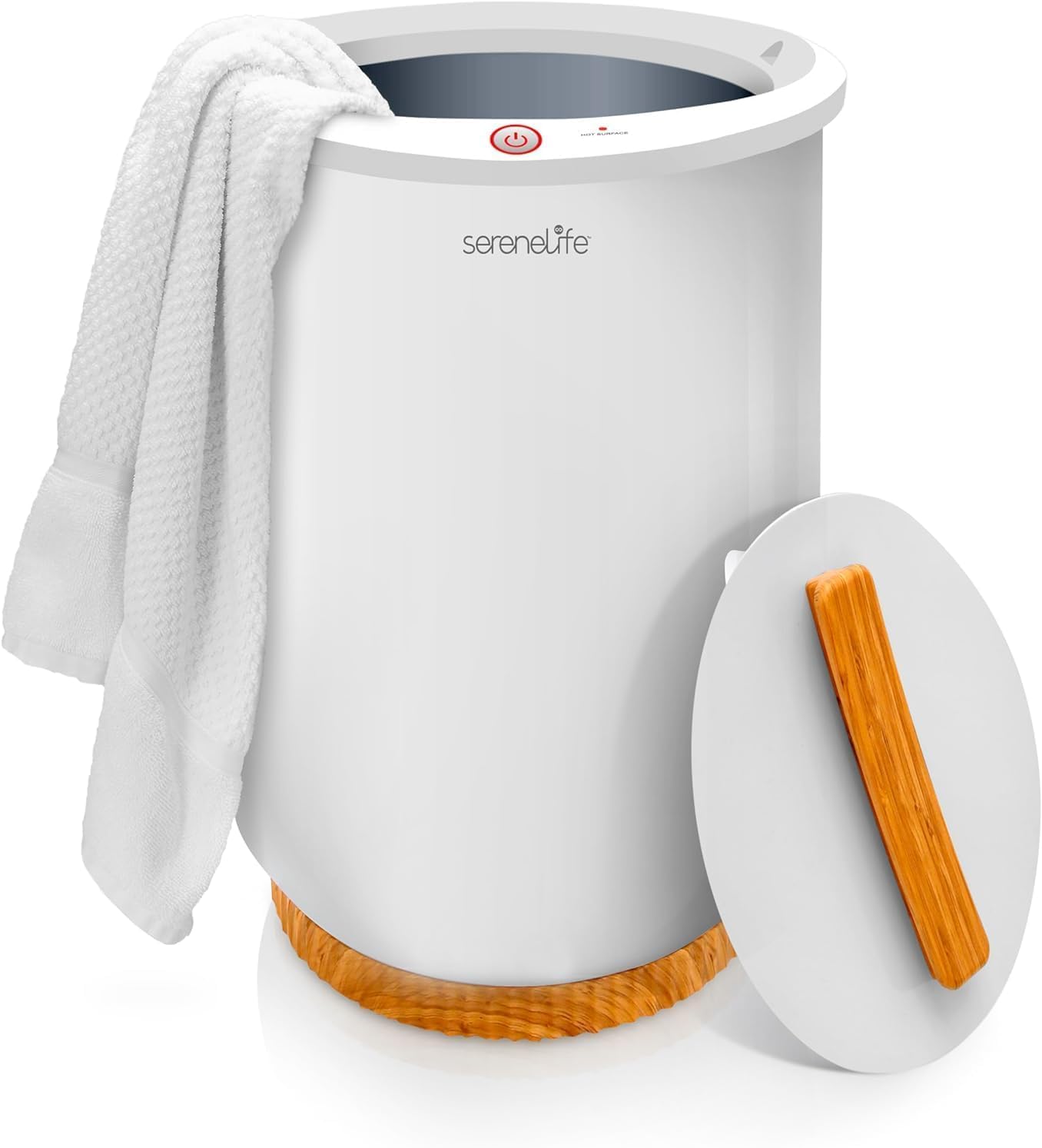 SereneLife Towel Warmer, 20L Capacity Hot Towel and Blanket Warmer with Digital Display, Adjustable Heating Time (20-90 min), Holds 2 Large Towels, Fragrant Disc Holder, 13” x 13” x 19” - inches