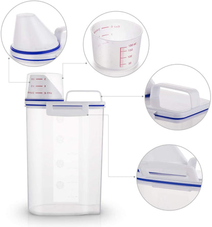 TBMax 2L/5L Pet Food Storage Container for Dogs/Cats - Portable Dog Food Container for Dry Food, Small BPA-free Plastic Cat Food Storage Container with Lid and Measuring Cup, Pour Spout(2Liter)
