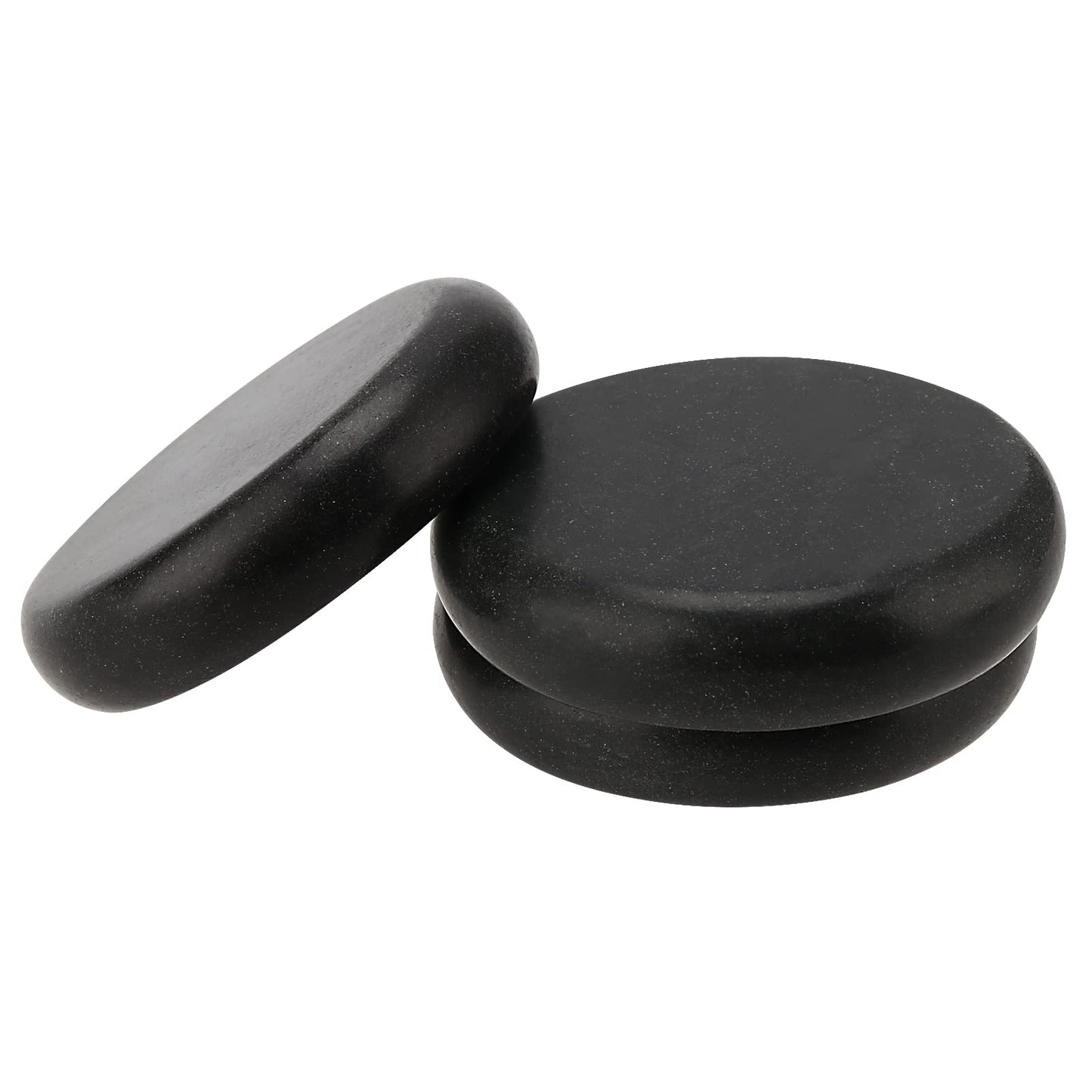 SOUJAP 16 Pack 3.15 Inch Basalt Massage Stones, Large Massage Hot Round Stones, Black Essential Basalt Rocks for Relaxation, Home Spa