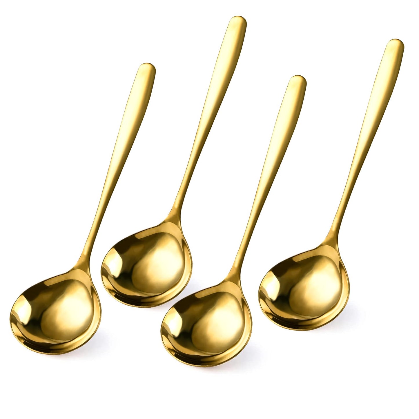 Elesunory 4 Piece 1 oz Gold Small Ladle, 8 Inch 304 Stainless Steel Soup Ladle for Serving, Gravy Spoon for Sauces, Dishwasher Safe