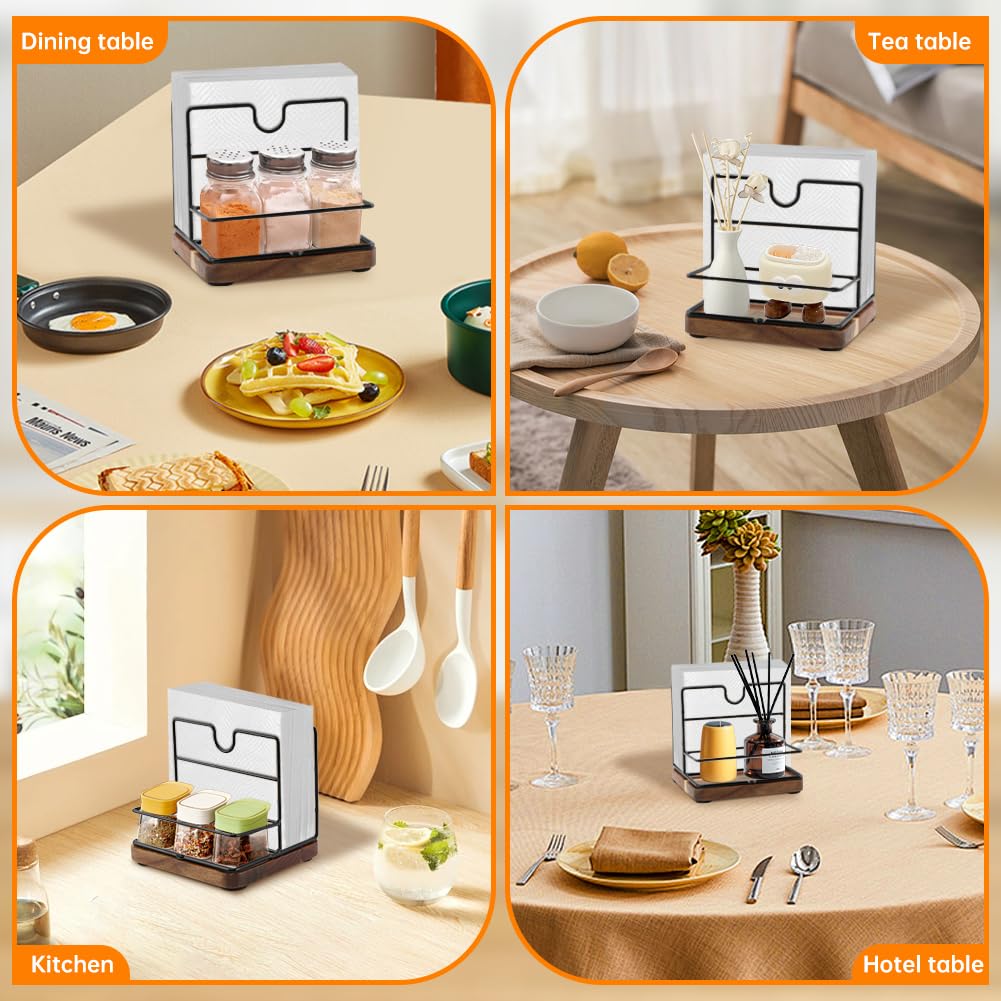 Rustic Napkin Holder for Salt and Pepper Shakers,Napkin Salt and Pepper Holder for Table,Metal Napkin Holder