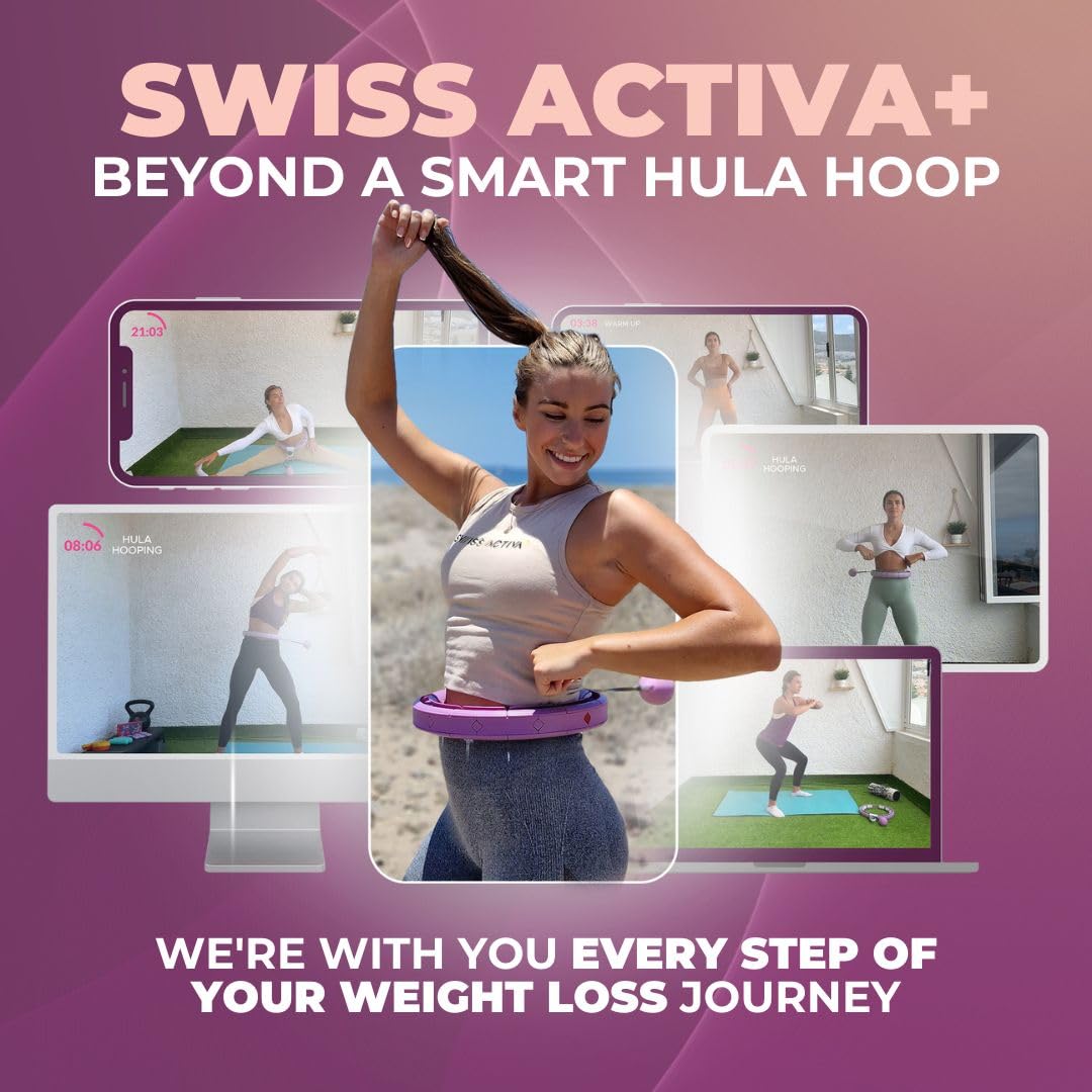 Swiss Activa+ S4.S XL Silent Hula Hoop |Improved XL Size, has 18 Comfort Links | Premium with Counter,Waist Size up to 69-126 cm |Infinity Hoop, Smart Weighted Hula Hoop for Women, Weight Hula Hoop.
