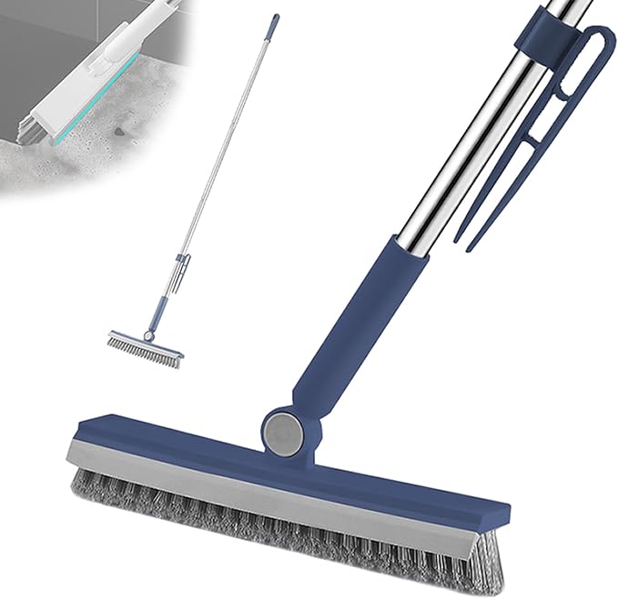 Floor Scrubbing Brush with 57" Adjustable Long Handle, 3 in 1 Living Grout