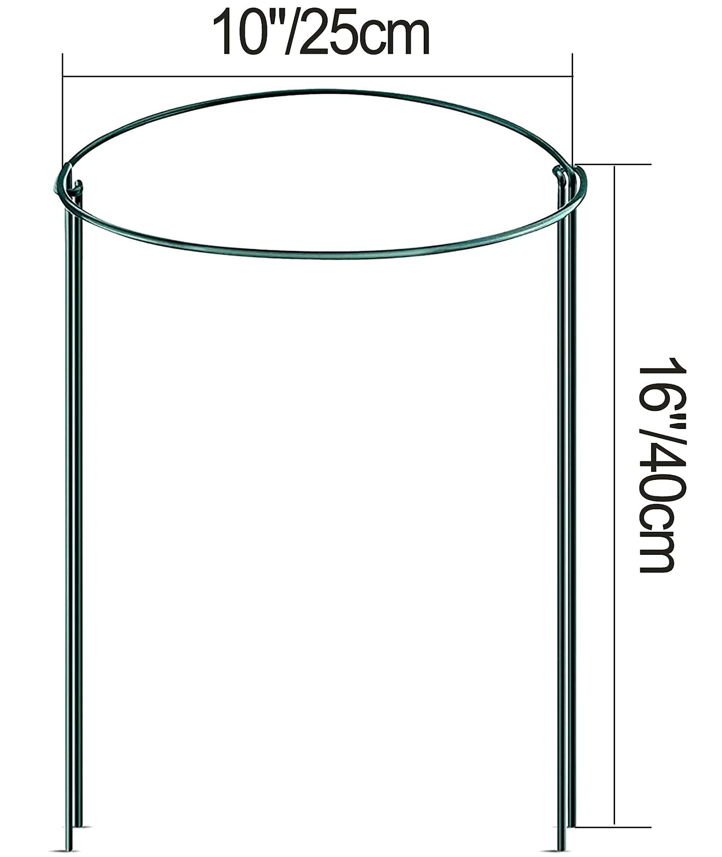 10Pcs 10'' x 16'' Plant Support Stakes, Metal Garden Plant Stakes, Half Round Plant Support Ring Cage for Peonies Monstera Hydrangeas Roses Sedum Vegetables Tomatoes (25×40cm)