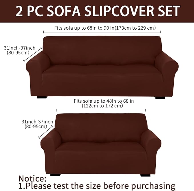 Peryiter 2 Pcs Sofa Covers Couch and Loveseat Covers Set Stretch Sofa Slipcover