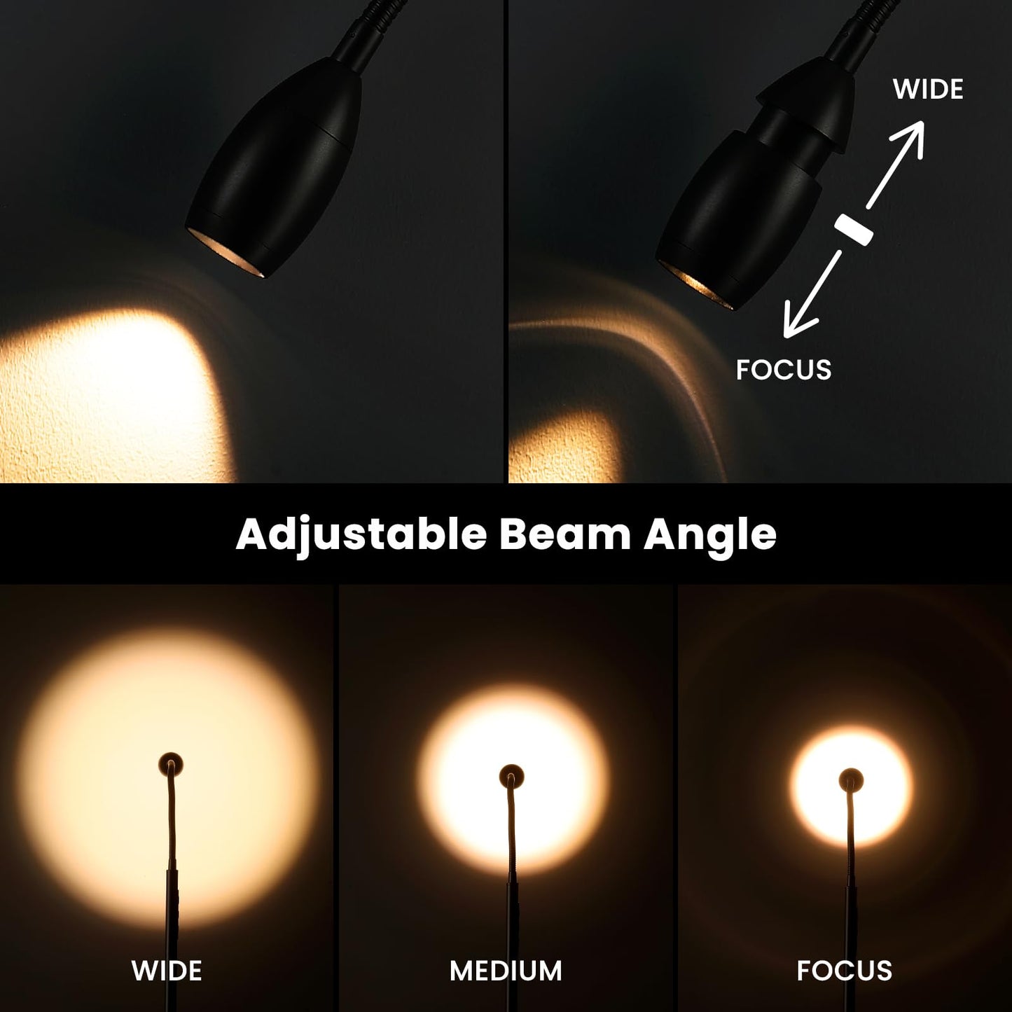 Radiovix Reading Floor Lamp, Dimmable LED Floor Lamp with Remote, Standing Lamp with Flexible Gooseneck, Zoomable Spotlight, Reading Light, Task Crafting Tall Lamps for Living Room Office Bedroom
