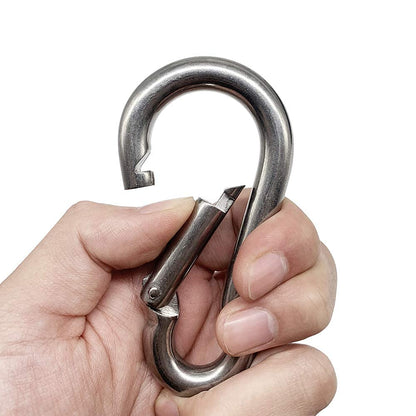 3.15 Inches Heavy Duty Stainless Steel Carabiner for Gym Equipment, EFFIET 2 Packs Spring Snap Hook Clips Spring Link Buckle for Gym Exercise, Punching Bags, Fishing, Hiking, Camping