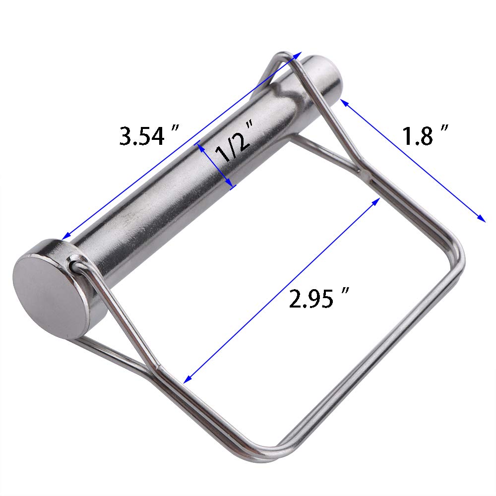 2 Pcs Large Safety Coupler Pin 1/2" x 3.54"(12.6mm x 90mm), Full Marine Grade 316 Stainless Steel Heavy Duty Shaft Locking Pin