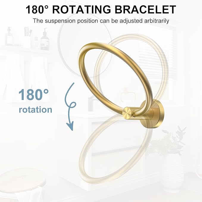 SetSail Towel Holder for Bathroom Wall Gold Towel Ring Stainless Steel Hand