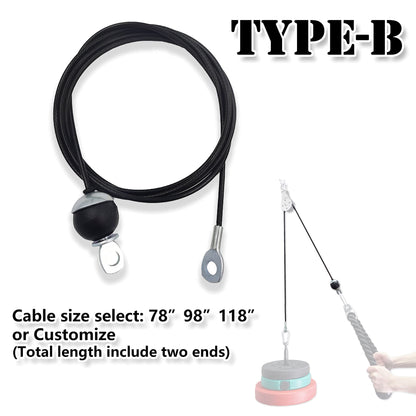 J Bryant Fitness Gym Replacement Cable Fitness Pulley Cable Thick 0.2inch/5mm Heavy Duty Steel Wire Rope for Home Gym Cable Pulley Attachments Machine Accessories (Type-B, 98")