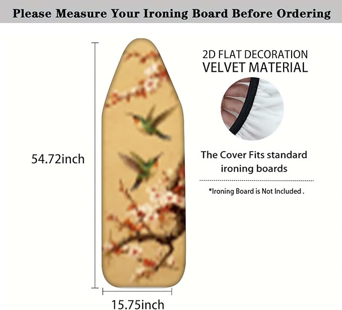 Nuxovilar Hummingbird & Plum Blossom Ironing Board Cover, 15 * 54inch, Fit Most