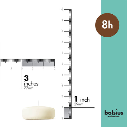 BOLSIUS 3 Inch Ivory Floating Candles - 48 Count Unscented - Premium European Quality - Imbue Breathtaking Ambiance for Romantic Wedding Centerpieces, Decorations, Events, Pool, Holiday, and Parties