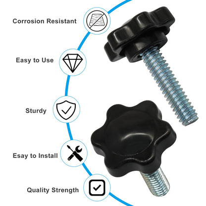 Waziaqoc 20 PCS 1/4-20 Inch Thread Knob, Plastic Star Shaped Nut, Jig Clamping Male Handle Tightening Screw Knobs for Replacing Umbrella Base, 1 Inch Length