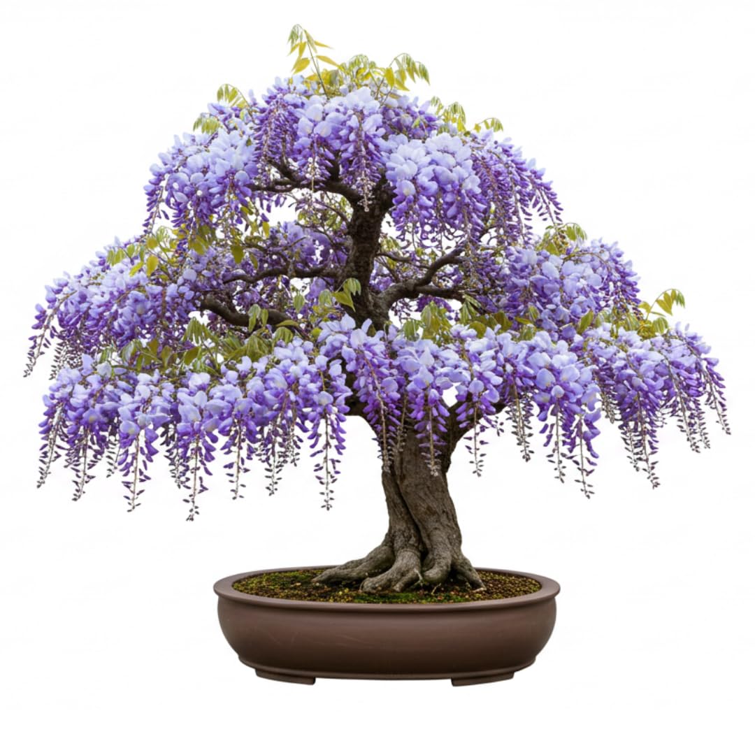 Chinese Wisteria Bonsai Tree Seedling for Planting - 1 Year Old Well Rooted Seedling - Fast-Growing Ornamental Tree with Violet-Purple Flowers and Fragrant Sweet Scent