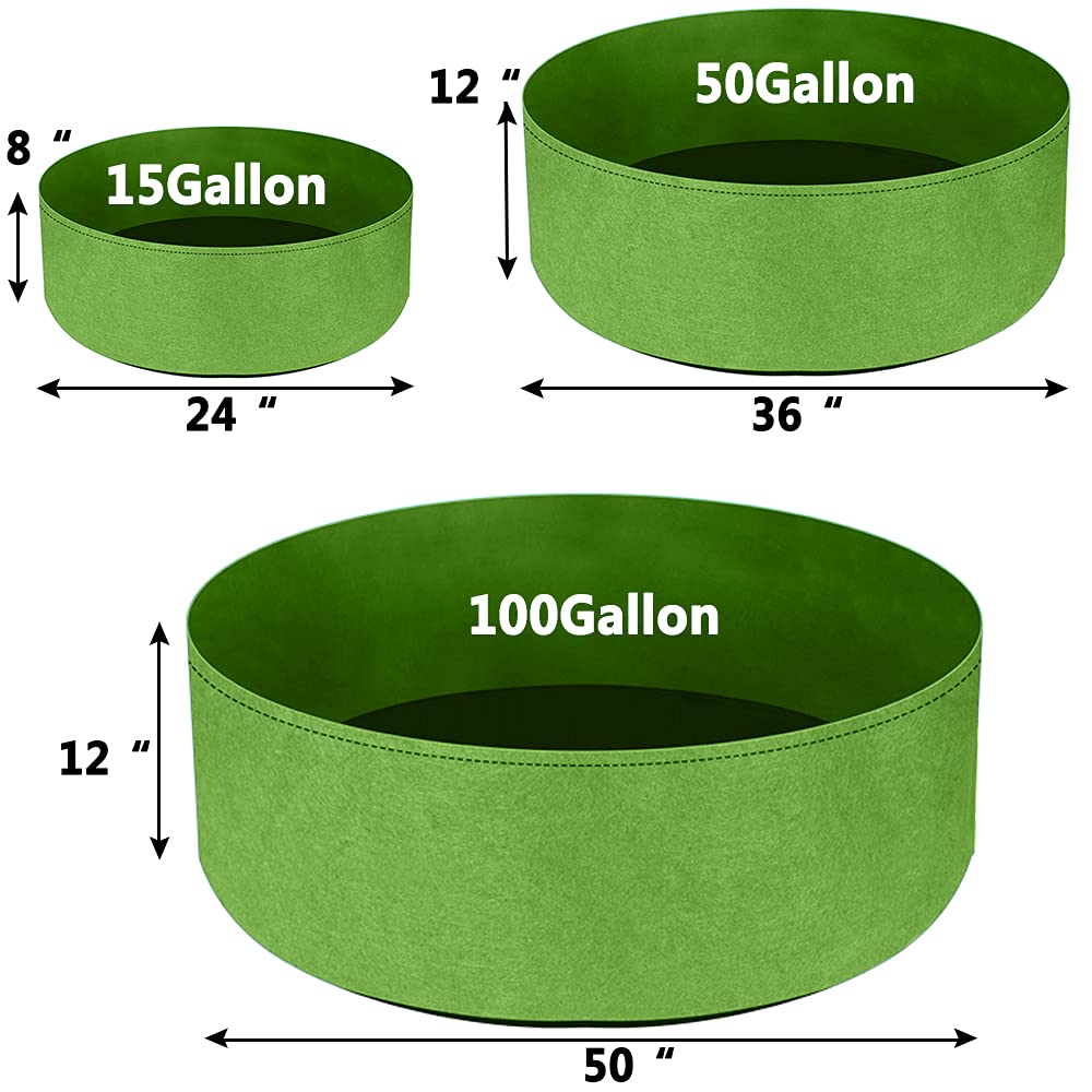 IWNTWY 2-Pack 15 Gallon Large Grow Bag, Heavy Duty Fabric Round Raised Garden Bed Planter Pots for Planting Herb Flower Vegetable Potato Plants (24" D × 8" H)